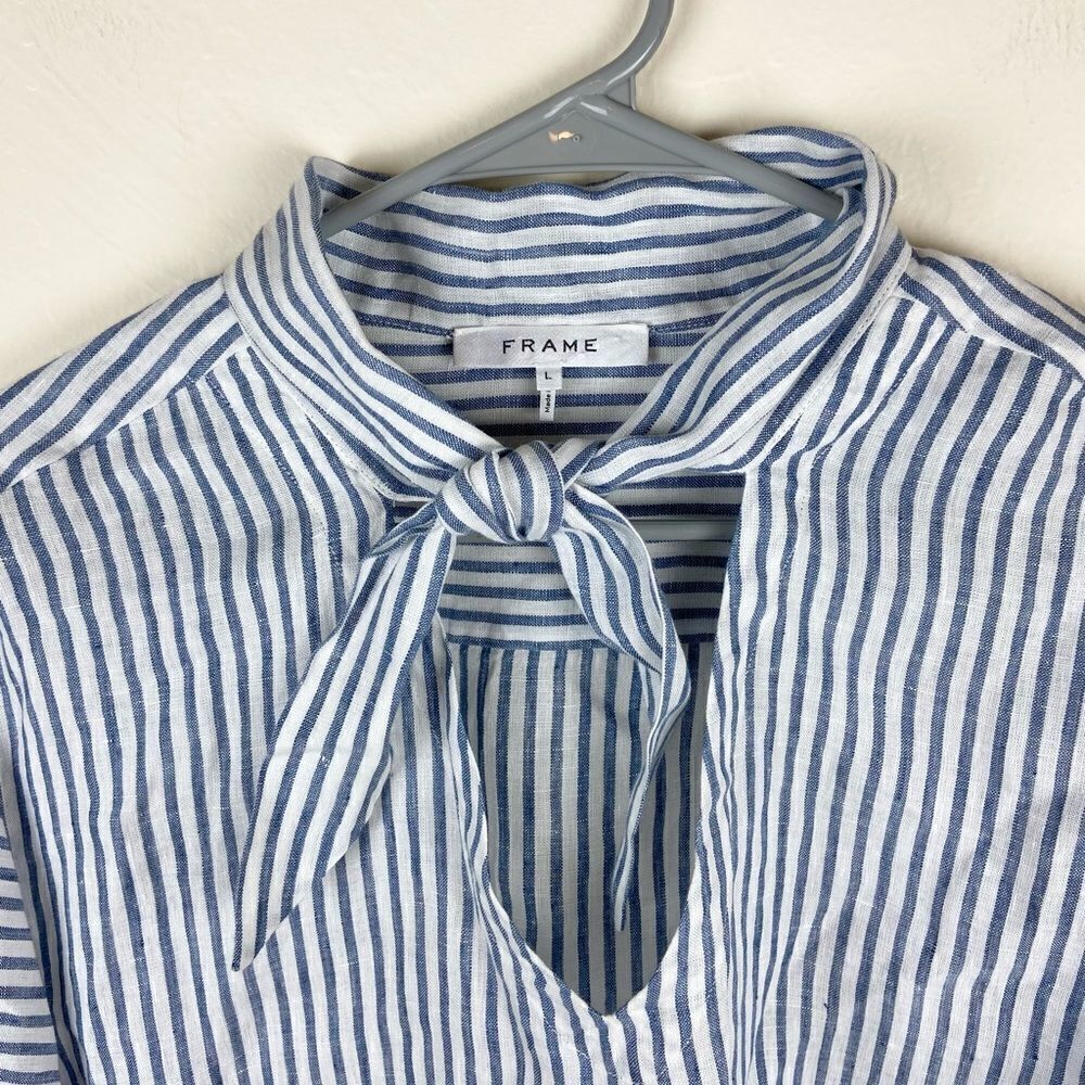 Frame Handkerchief Striped Linen Top - Picture 7 of 7